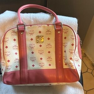 MCM Pink and Cream Satchel Bag